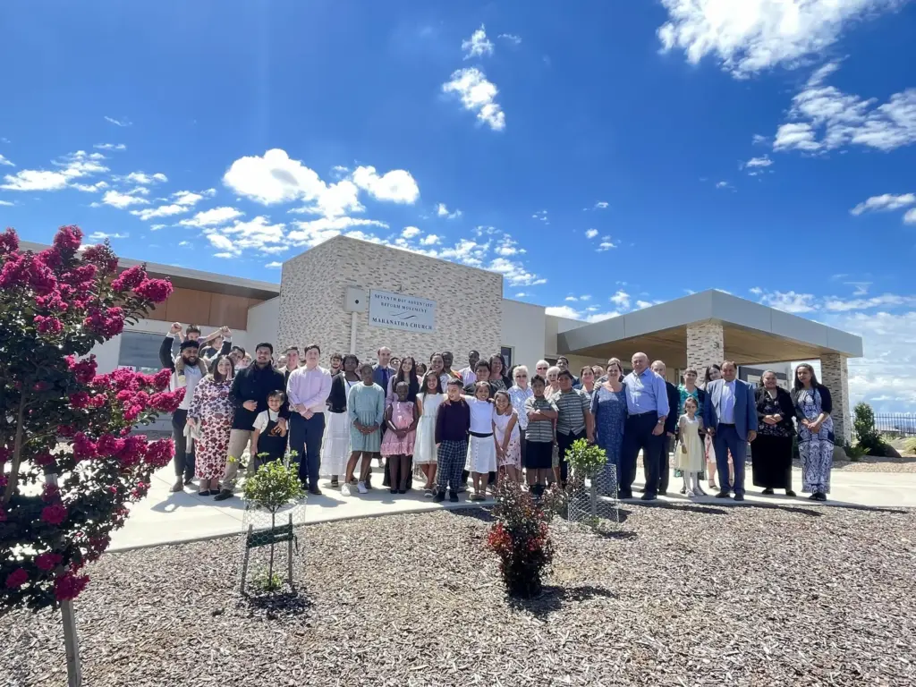 The Maranatha Church congregation outside the church